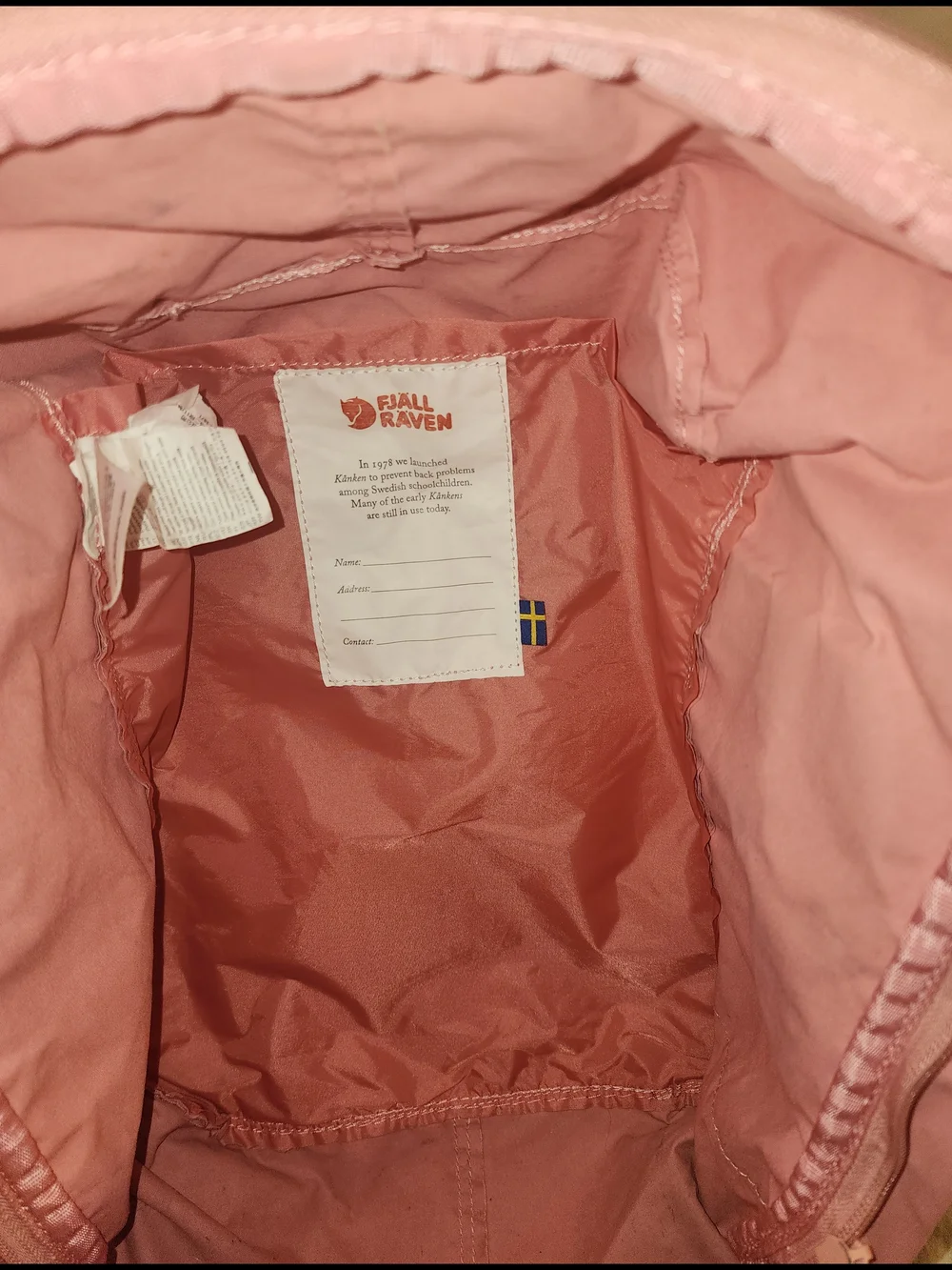 Fjallraven Kanken Rose Pink Backpack with Blue Straps